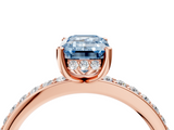 Rose gold Fancy Blue Emerald  Cut Diamond Pavé Band Ring with Four-Prong Setting_28