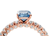 Rose gold Fancy Blue Emerald Cut Diamond Pavé Band Solitaire Ring with Prong Setting_68