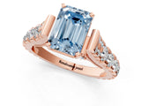 Rose gold Fancy Blue Emerald  Cut Diamond Pavé Band Solitaire with Four-Prong Setting_16