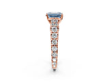 Rose gold Fancy Blue Emerald  Cut Diamond Pavé Band Solitaire with Four-Prong Setting_17