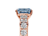 Rose gold Fancy Blue Emerald  Cut Diamond Pavé Band Solitaire with Four-Prong Setting_20