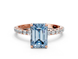 Rose gold Fancy Blue Emerald  Cut Diamond Pavé Band Solitaire with Four-Prong Setting_3