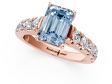 Rose gold Fancy Blue Emerald  Cut Diamond Pavé Band Solitaire with Four-Prong Setting_4