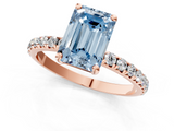 Rose gold Fancy Blue Emerald  Cut Diamond Pavé Band Solitaire with Four-Prong Setting_4