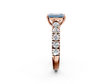 Rose gold Fancy Blue Emerald  Cut Diamond Pavé Band Solitaire with Four-Prong Setting_5