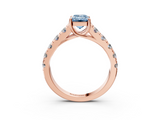 Rose gold Fancy Blue Emerald  Cut Diamond Pavé Band Solitaire with Four-Prong Setting_6