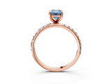 Rose gold Fancy Blue Emerald  Cut Diamond Pavé Band Solitaire with Four-Prong Setting_6