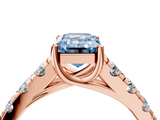 Rose gold Fancy Blue Emerald  Cut Diamond Pavé Band Solitaire with Four-Prong Setting_7