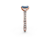 Rose gold Fancy Blue Emerald  Cut Diamond Pavé Band with Four-Prong Setting_56