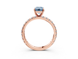 Rose gold Fancy Blue Emerald  Cut Diamond Pavé Band with Four-Prong Setting_57