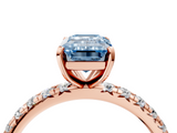 Rose gold Fancy Blue Emerald  Cut Diamond Pavé Band with Four-Prong Setting_58