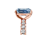 Rose gold Fancy Blue Emerald  Cut Diamond Pavé Band with Four-Prong Setting_59