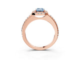 Rose gold Fancy Blue Emerald Cut Diamond Pavé Halo Ring with Four-Prong Setting_39