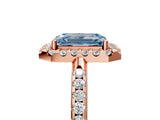 Rose gold Fancy Blue Emerald Cut Diamond Pavé Halo Ring with Four-Prong Setting_41