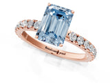 Rose gold Fancy Blue Emerald Cut Diamond Pavé Solitaire Engagement Ring with Four-Prong Setting_72