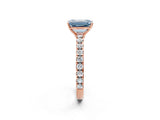 Rose gold Fancy Blue Emerald Cut Diamond Pavé Solitaire Engagement Ring with Four-Prong Setting_73