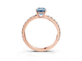 Rose gold Fancy Blue Emerald Cut Diamond Pavé Solitaire Engagement Ring with Four-Prong Setting_74