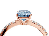 Rose gold Fancy Blue Emerald Cut Diamond Pavé Solitaire Engagement Ring with Four-Prong Setting_75