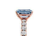 Rose gold Fancy Blue Emerald Cut Diamond Pavé Solitaire Engagement Ring with Four-Prong Setting_76