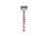Rose gold Fancy Blue Emerald Cut Diamond Pave Band Solitaire Ring with Four-Prong Setting_60