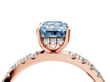 Rose gold Fancy Blue Emerald Cut Diamond Pave Band Solitaire Ring with Four-Prong Setting_62