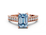 Rose gold Fancy Blue Emerald  Cut Diamond Pave Band with Four-Prong Setting_20