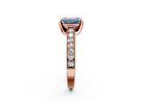 Rose gold Fancy Blue Emerald  Cut Diamond Pave Band with Four-Prong Setting_22