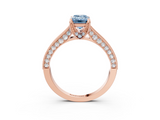 Rose gold Fancy Blue Emerald  Cut Diamond Pave Band with Four-Prong Setting_23