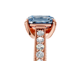 Rose gold Fancy Blue Emerald  Cut Diamond Pave Band with Four-Prong Setting_25