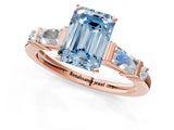 Rose gold Fancy Blue Emerald  Cut Diamond Ring with Baguette Side Stones, Channel Set Band, and Four-Prong Setting_25