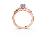 Rose gold Fancy Blue Emerald  Cut Diamond Ring with Baguette Side Stones, Channel Set Band, and Four-Prong Setting_27