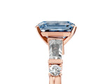 Rose gold Fancy Blue Emerald  Cut Diamond Ring with Baguette Side Stones, Channel Set Band, and Four-Prong Setting_29
