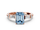 Rose gold Fancy Blue Emerald  Cut Diamond Ring with Baguette Side Stones, Channel Set Band, and Four-Prong Setting_3