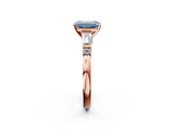Rose gold Fancy Blue Emerald  Cut Diamond Ring with Baguette Side Stones, Channel Set Band, and Four-Prong Setting_5