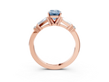 Rose gold Fancy Blue Emerald  Cut Diamond Ring with Baguette Side Stones, Channel Set Band, and Four-Prong Setting_6