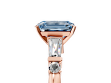 Rose gold Fancy Blue Emerald  Cut Diamond Ring with Baguette Side Stones, Channel Set Band, and Four-Prong Setting_8