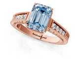 Rose gold Fancy Blue Emerald Cut Diamond Ring with Milgrain Pavé Band and Four-Prong Setting_21