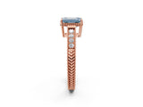 Rose gold Fancy Blue Emerald Cut Diamond Ring with Milgrain Pavé Band and Four-Prong Setting_22
