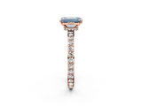 Rose gold Fancy Blue Emerald  Cut Diamond Ring with Pavé Band and Four-Prong Setting_55