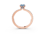 Rose gold Fancy Blue Emerald  Cut Diamond Ring with Pavé Band and Four-Prong Setting_56