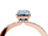 Rose gold Fancy Blue Emerald  Cut Diamond Ring with Pavé Band and Four-Prong Setting_57