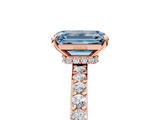 Rose gold Fancy Blue Emerald  Cut Diamond Ring with Pavé Band and Four-Prong Setting_58