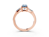Rose gold Fancy Blue Emerald  Cut Diamond Ring with Tapered Baguette Side Stones in Four-Prong Setting_6