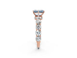Rose gold Fancy Blue Emerald Cut Diamond Side Stone Engagement Ring with Four-Prong Setting_26