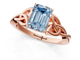 Rose gold Fancy Blue Emerald Cut Diamond Solitaire Celtic Knot Ring with Four-Prong Setting_59