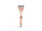 Rose gold Fancy Blue Emerald Cut Diamond Solitaire Celtic Knot Ring with Four-Prong Setting_60