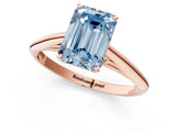 Rose gold Fancy Blue Emerald Cut Diamond Solitaire Engagement Ring with Cathedral Setting and Four-Prong Mount_137