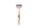 Rose gold Fancy Blue Emerald Cut Diamond Solitaire Engagement Ring with Cathedral Setting and Four-Prong Mount_138