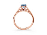 Rose gold Fancy Blue Emerald Cut Diamond Solitaire Engagement Ring with Cathedral Setting and Four-Prong Mount_139