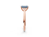 Rose gold Fancy Blue Emerald Cut Diamond Solitaire Engagement Ring with Cathedral Setting and Four-Prong Mount_26